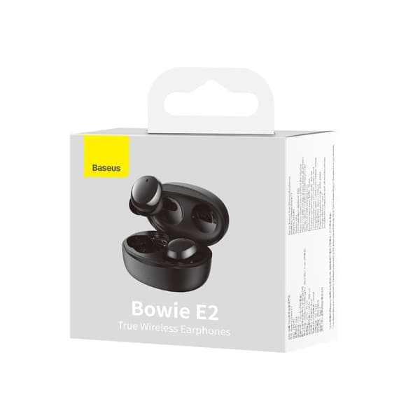 Trådlösa TWS Bluetooth 5.2 hörlurar vattentäta IP55 Bowie E2 svart