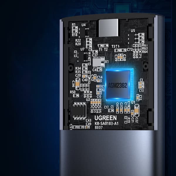 Diskbås M.2 B-Key SATA 3.0 harddiskkasse grå + USB Type C kabel
