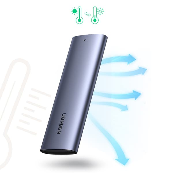 Diskbås M.2 B-Key SATA 3.0 harddiskkasse grå + USB Type C kabel