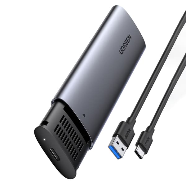 Diskbås M.2 B-Key SATA 3.0 harddiskkasse grå + USB Type C kabel
