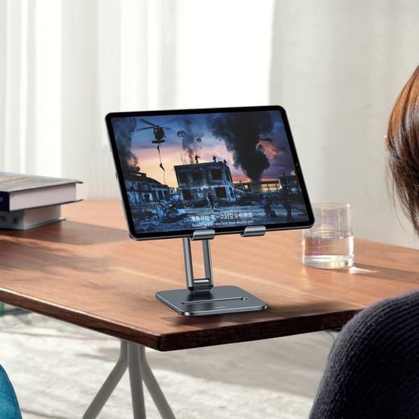 Metalstativ til en desktop biaksial foldbar smartphone op til 13" grå