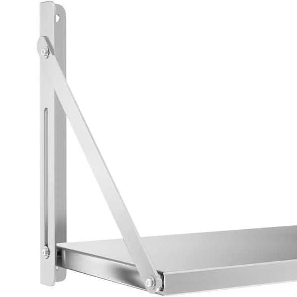 Gastronomi vägghylla, hopfällbar, rostfritt stål, upp till 40 kg, 100 x 30 cm