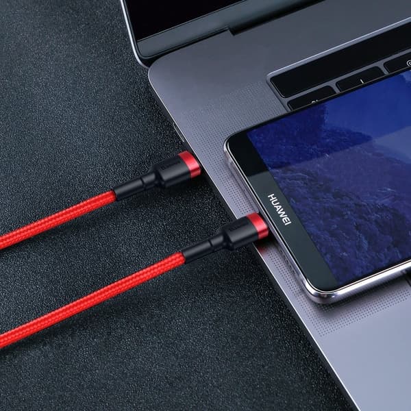 Kestävä joustava USB-C PD-kaapeli PD 2.0 60W 20V 3A QC3.0 2M punainen