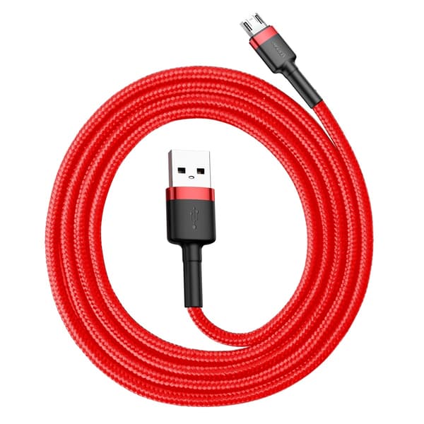Kestävä joustava kaapeli USB microUSB QC3.0 2.4A 1M punainen