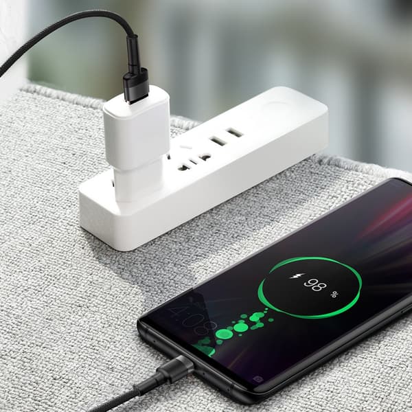 Holdbart USB-kabel USB-C 40W Quick Charge 3.0 QC 3.0 1m grå-sort