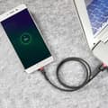 Miniatyrbild 8 av 8: Slitstark flexibel kabel USB microUSB QC3.0 2.4A 1M svart och röd