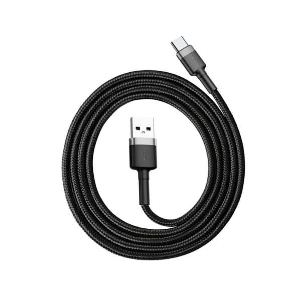 Slitstark flexibel kabel USB-C QC3.0 3A 1M svart och grå
