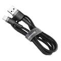 Miniatyrbild 5 av 7: Slitstark nylon USB-kabel Iphone Lightning QC3.0 2A 3M Svart och Grå