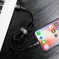 Miniatyrbild 6 av 7: Slitstark nylon USB-kabel Iphone Lightning QC3.0 2A 3M Svart och Grå