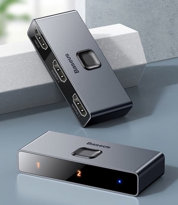 Switch splitter switch HDMI 2x HDMI 4K 30 Hz tovejs grå