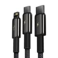 Miniatyrbillede 4 af 5: 3i1 USB kabel USB-C Iphone Lightning microUSB 3,5 A 1,5 m sort
