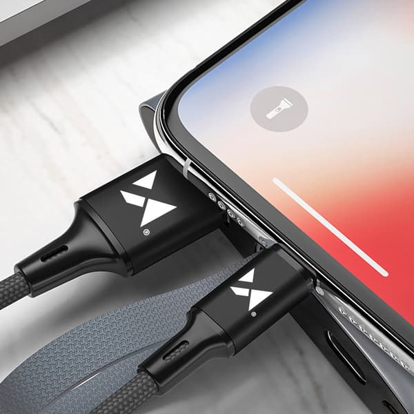Sterk flettet kabel USB-C 2.4A 2m svart