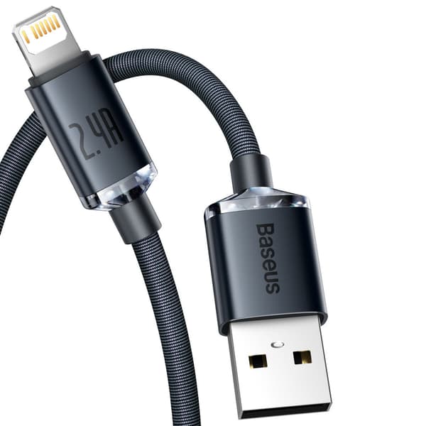 Kabel för snabbladdning och dataöverföring USB Iphone Lightning 2,4A 1,2m svart