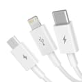 Pikkukuva 1 / 7: Erinomainen 3in1 USB-kaapeli Iphone Lightning USB-C microUSB 3,5 A 1,5 m valkoinen