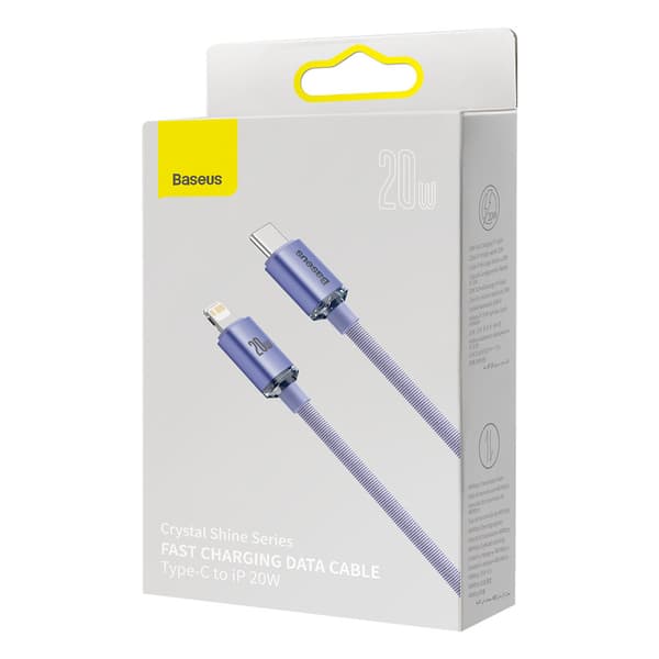 Kabel for hurtiglading og dataoverføring USB-C Iphone Lightning 20W 1,2m lilla