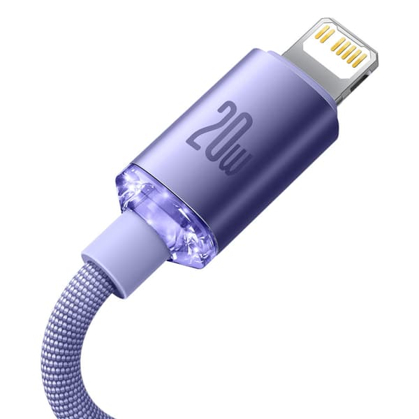 Kabel for hurtiglading og dataoverføring USB-C Iphone Lightning 20W 1,2m lilla