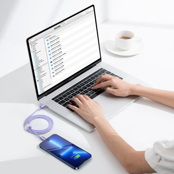 Kabel for hurtiglading og dataoverføring USB-C Iphone Lightning 20W 1,2m lilla