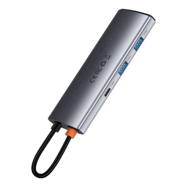 Multifunktionell USB HUB 7in1 Typ C HDMI TF-kortläsare PD grå