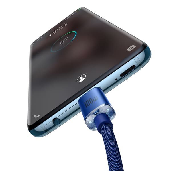 Kabel til hurtig opladning og dataoverførsel USB-C USB-C 100W 1,2m blå