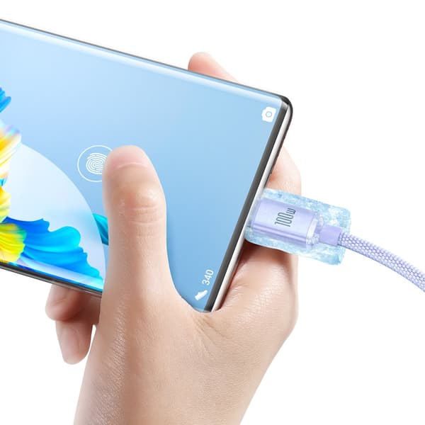Kaapeli nopeaan lataukseen ja tiedonsiirtoon USB USB-C 100W 1,2m violetti