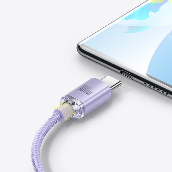 Kaapeli nopeaan lataukseen ja tiedonsiirtoon USB USB-C 100W 1,2m violetti