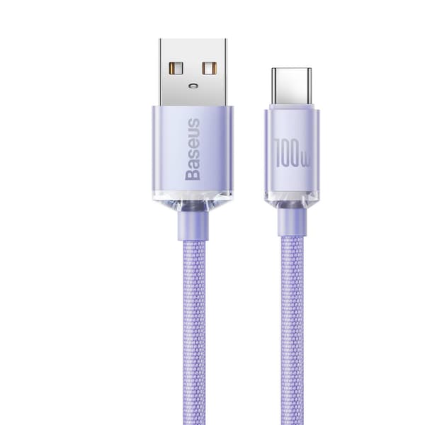 Kaapeli nopeaan lataukseen ja tiedonsiirtoon USB USB-C 100W 1,2m violetti