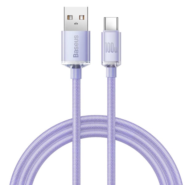 Kaapeli nopeaan lataukseen ja tiedonsiirtoon USB USB-C 100W 1,2m violetti