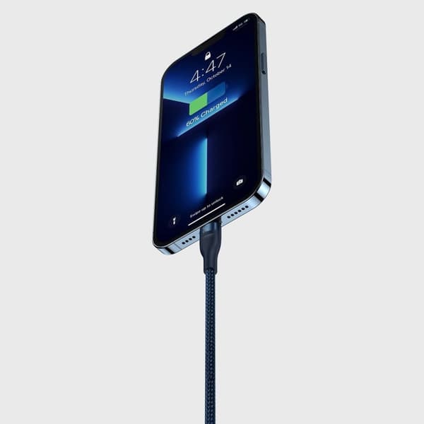 Flash Series II USB-C USB Type A-kabel Iphone Lightning microUSB 100W 1,5m blå