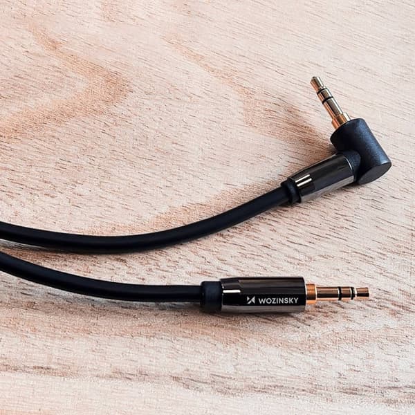 Vinklet AUX kabel han-han mini jack kabel 3 m sort