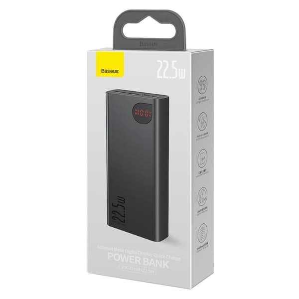 Adaman powerbank med hurtiglading 20000mAh 22,5W USB-C-kabel 0,3m svart