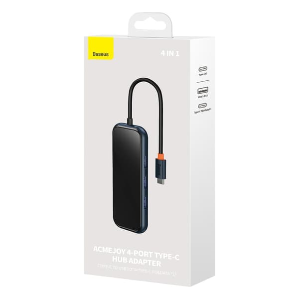 AcmeJoy HUB 4-portars USB-C 3xUSB 3.0 mörkgrå