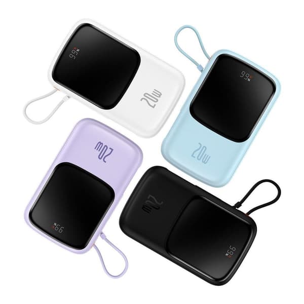 Powerbank med hurtiglading 10000mAh 20W QC-PD-SCP-FCP-kabel Iphone Lynhvit