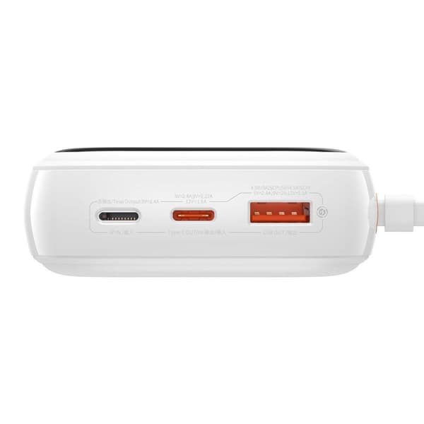 Powerbank med hurtiglading 20000mAh 20W QC-PD-SCP-FCP-kabel Iphone Lynhvit