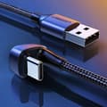 Miniatyrbild 5 av 5: Vinklad USB - USB-C-kabel för QC AFC FCP-spelare 1m - grå