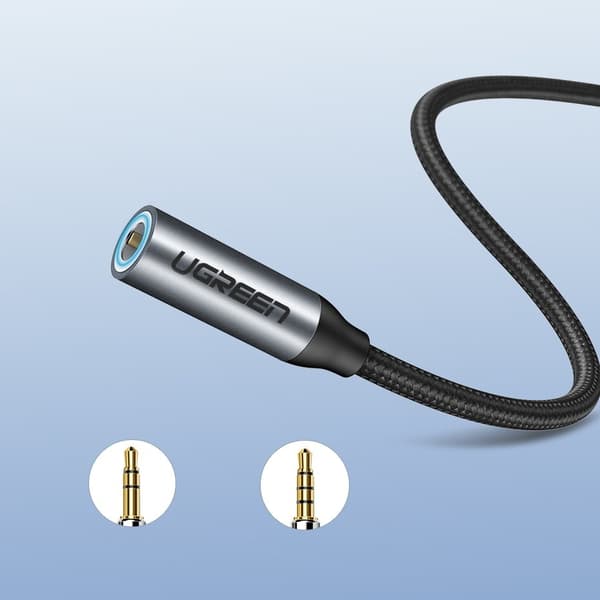 Hörlursadapter med Mini Jack 3,5 mm till USB-C 10 cm - grå