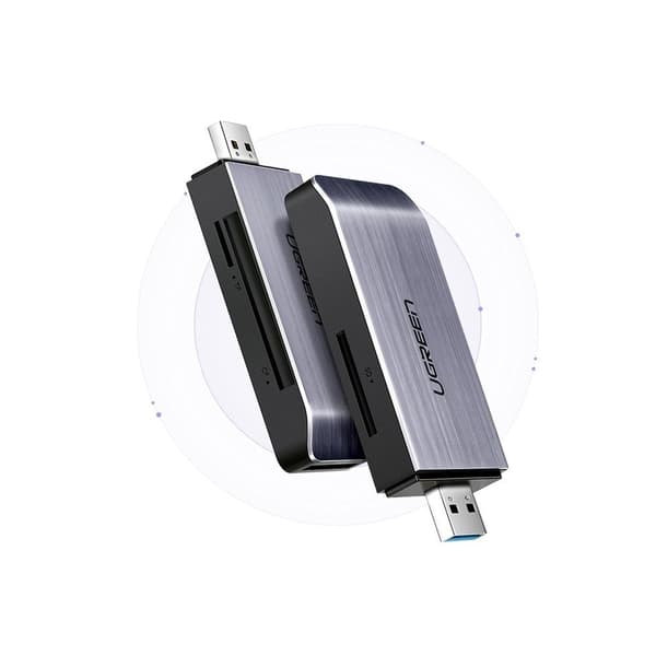 SD / micro SD / CF / MS hukommelseskortlæser, USB 3.0 stik - grå