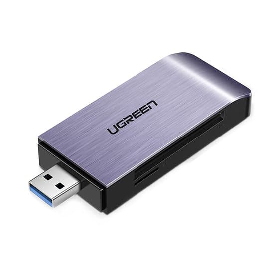 SD / micro SD / CF / MS hukommelseskortlæser, USB 3.0 stik - grå