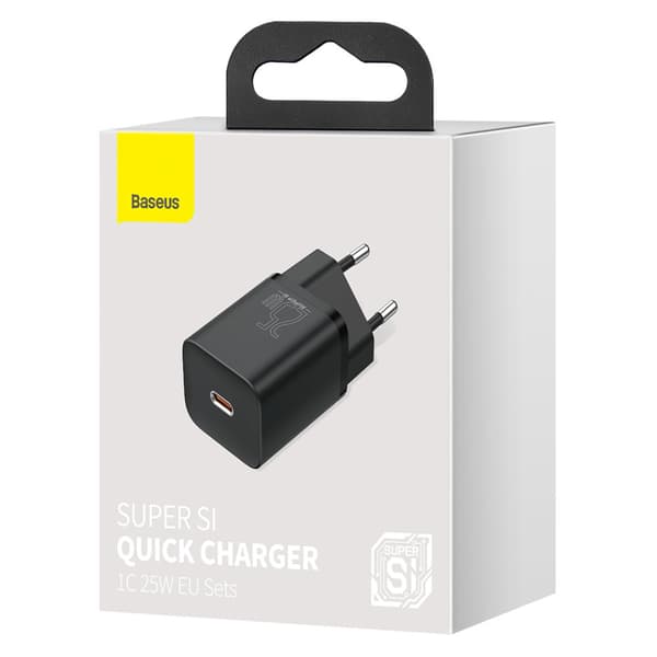 Superrask USB-C 25W Power Delivery Quick Charge-lader - svart