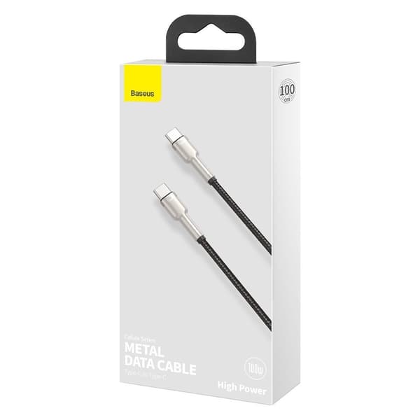 USB-C - USB-C-kaapeli Cafule Metal Data Power Delivery 100W 1m - musta