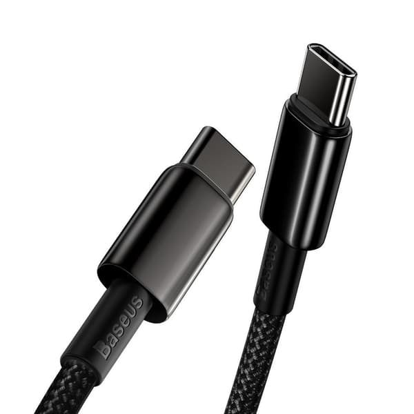 USB-C - USB-C hurtigopladningskabel 100W 2m - helt sort