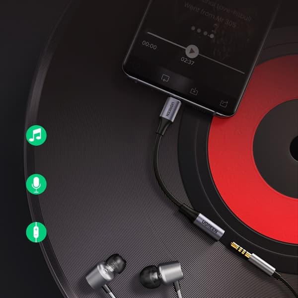USB-C til 3,5 mm Mini Jack 10 cm hodetelefonadapter - svart