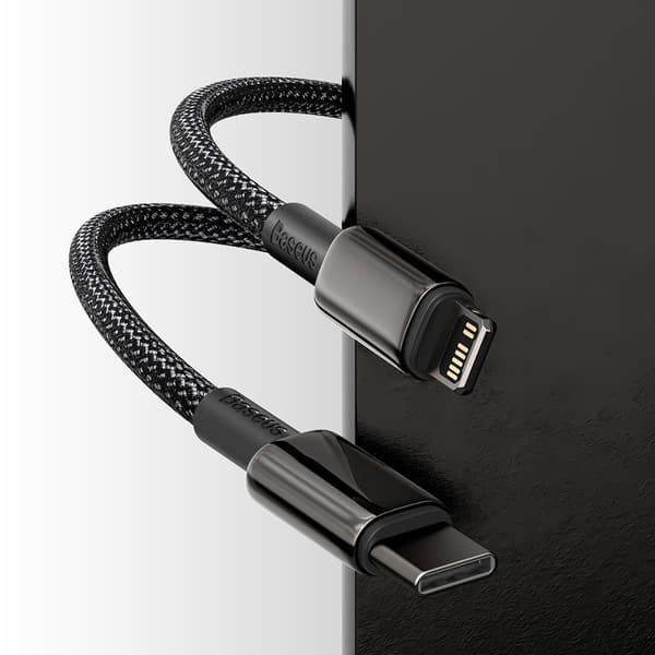 Kabel til iPhone USB-C - Lynhurtig opladning 20W 1m - helt sort