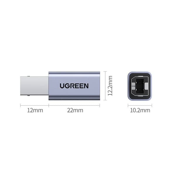 USB-C til USB-B stikadapter til diskprinter - grå
