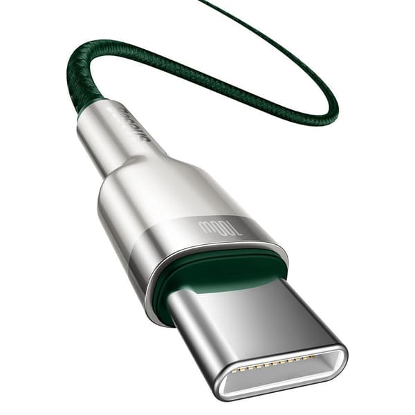 USB-C - USB-C kabel Cafule Metal Data Strømforsyning 100W 2m - grønn
