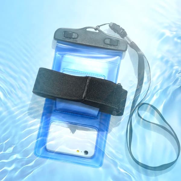 Vandtæt telefontaske med PVC-armbånd - sort