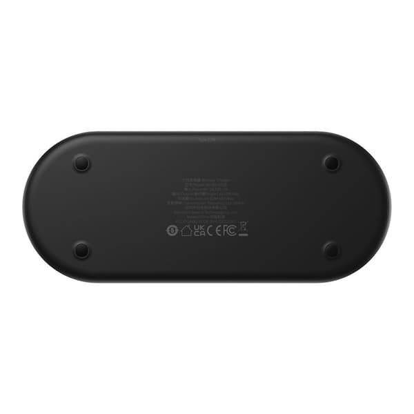 Dobbel QI trådløs lader med skjerm USB-C 20W - Svart
