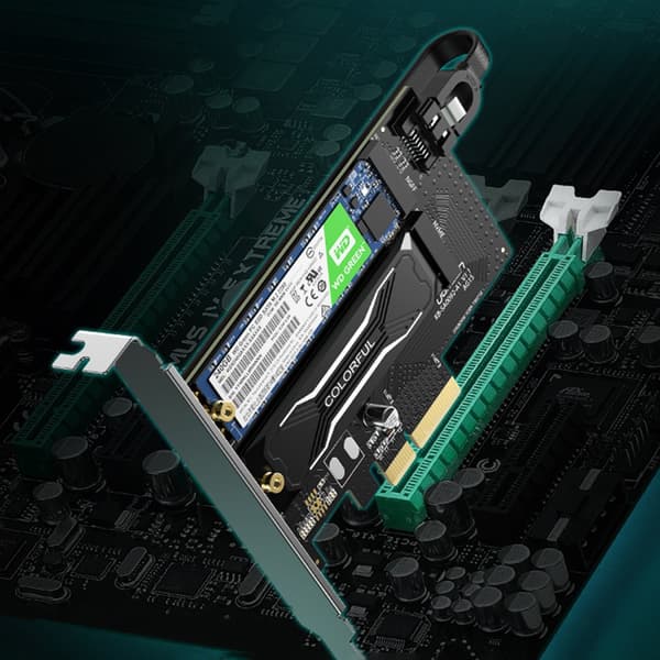 Utvidelseskort PCIe 3.0 x4-adapter, ytterligere to SSD-spor M.2 M-Key og M.2 B-Key