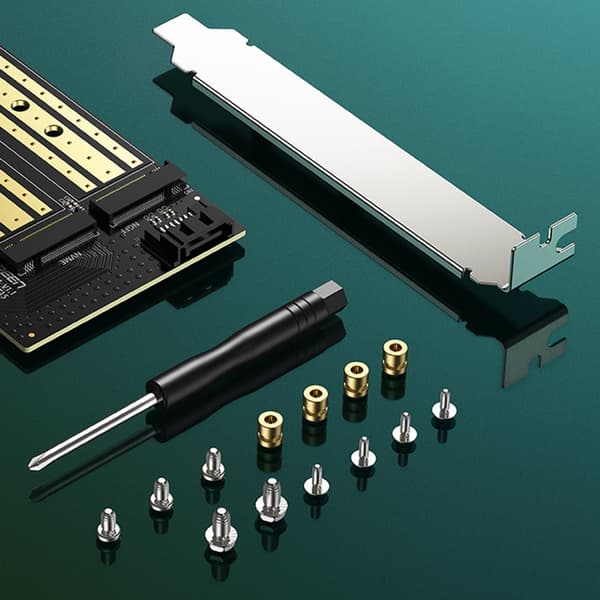 Utvidelseskort PCIe 3.0 x4-adapter, ytterligere to SSD-spor M.2 M-Key og M.2 B-Key