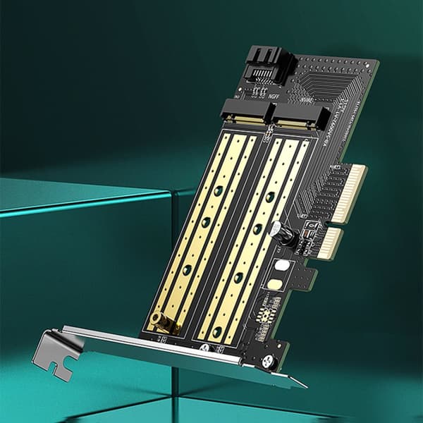 Utvidelseskort PCIe 3.0 x4-adapter, ytterligere to SSD-spor M.2 M-Key og M.2 B-Key