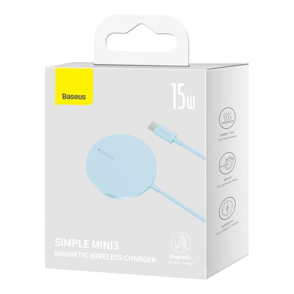 Enkel Mini3 MagSafe Qi 15W magnetisk induktiv oplader - blå